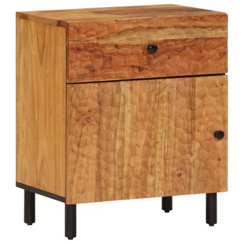 Mesita De Noche Madera Maciza De Acacia 50x33x60 Cm Marrón