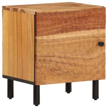 Mesita De Noche De Madera Maciza De Acacia 40x33x46 Cm Marrón