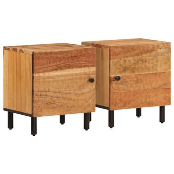 Mesitas De Noche 2 Uds Madera Maciza De Acacia 40x33x46 Cm Marrón