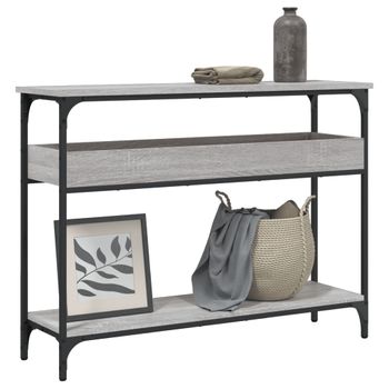 Vidaxl Mesa Consola Estante Madera Ingeniería Sonoma Gris 100x29x75 Cm