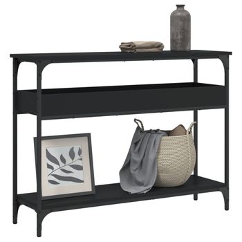 Vidaxl Mesa Consola Con Estante Madera Ingeniería Negra 100x29x75 Cm