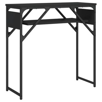 Vidaxl Mesa Consola Con Estante Madera Ingeniería Negra 75x30x75 Cm