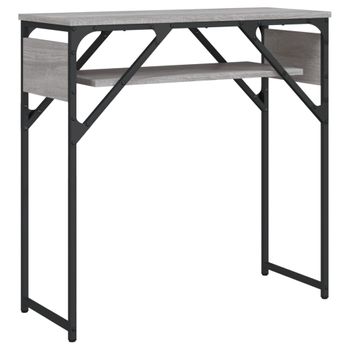 Vidaxl Mesa Consola Estante Madera Ingeniería Sonoma Gris 75x30x75 Cm