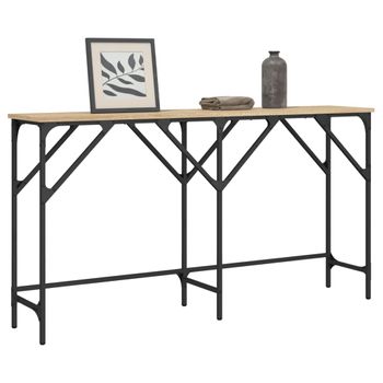 Vidaxl Mesa Consola Madera De Ingeniería Roble Sonoma 140x29x75 Cm Marrón