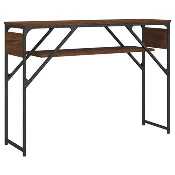 Vidaxl Mesa Consola Estante Madera Ingeniería Marrón Roble 105x30x75cm