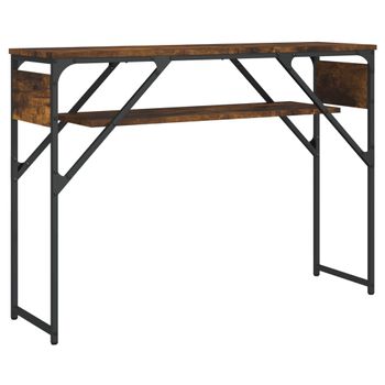 Vidaxl Mesa Consola Estante Madera Ingeniería Roble Humo 105x30x75 Cm Marrón