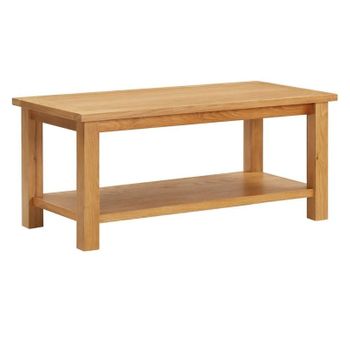 Mesa De Centro De Madera Maciza De Roble 110x55x40 Cm Marrón