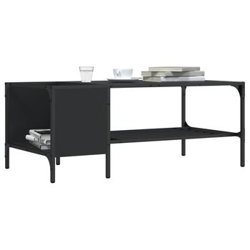 Vidaxl Mesa De Centro Con Estante Madera Ingeniería Negro 100x51x40 Cm