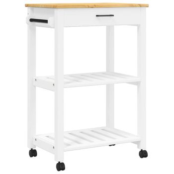 Carrito De Cocina Monza Madera Maciza De Pino 60x40x90 Cm Blanco