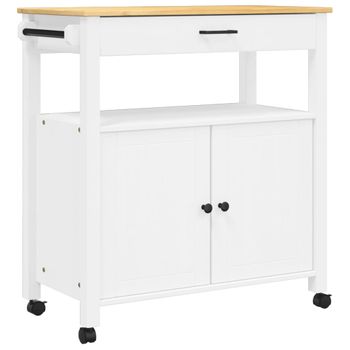 Carrito De Cocina Monza Madera Maciza De Pino 84x40x90 Cm Blanco