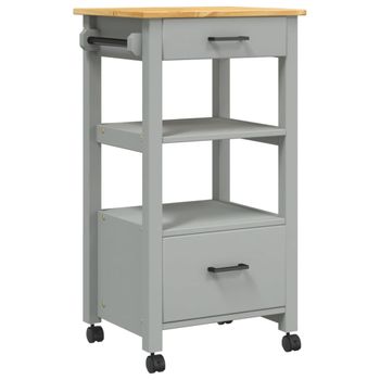 Carrito De Cocina Monza Madera Maciza De Pino 48x40x90 Cm Gris