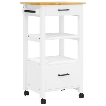 Carrito De Cocina Monza Madera Maciza De Pino 48x40x90 Cm Blanco