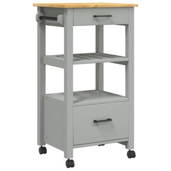 Carrito De Cocina Monza Madera Maciza De Pino 48x40x90 Cm Gris