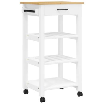 Carrito De Cocina Monza Madera Maciza De Pino 48x40x90 Cm Blanco