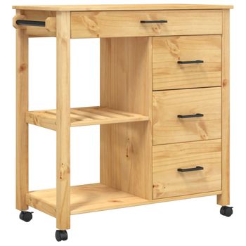 Carrito De Cocina Monza Madera Maciza De Pino 84x40x90 Cm Marrón