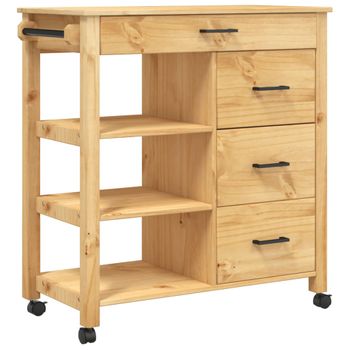 Vidaxl Carrito De Cocina Monza Madera Maciza De Pino 84x40x90 Cm Marrón