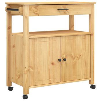 Vidaxl Carrito De Cocina Monza Madera Maciza De Pino 84x40x90 Cm Marrón