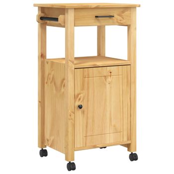 Carrito De Cocina Monza Madera Maciza De Pino 48x40x90 Cm Marrón