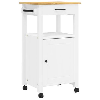 Carrito De Cocina Monza Madera Maciza De Pino 48x40x90 Cm Blanco