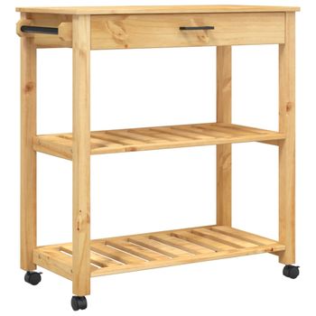 Carrito De Cocina Monza Madera Maciza De Pino 84x40x90 Cm Marrón