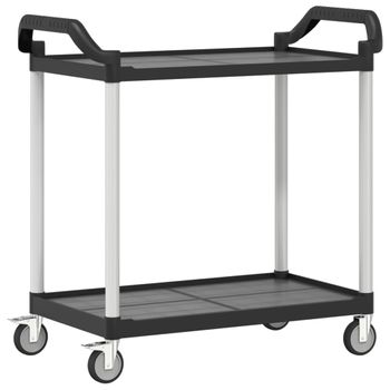 Carrito De 2 Niveles Aluminio Negro 99x50x97 Cm