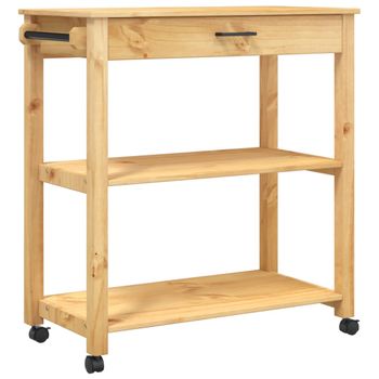 Carrito De Cocina Monza Madera Maciza De Pino 84x40x90 Cm Marrón