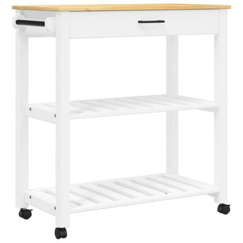 Carrito De Cocina Monza Madera Maciza De Pino 84x40x90 Cm Blanco