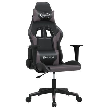 Silla Gaming Cuero Sintético Negro Y Gris