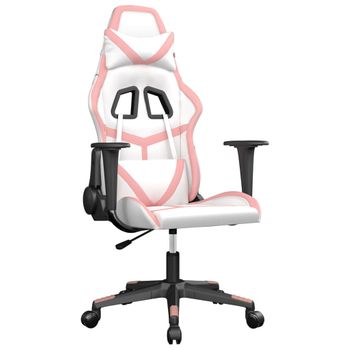 Silla Gaming Cuero Sintético Blanco Y Rosa