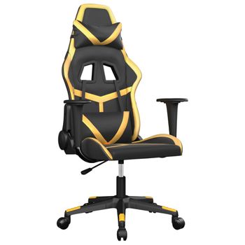 Silla Gaming Cuero Sintético Negro Y Dorado