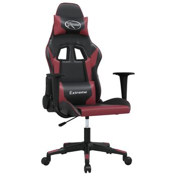 Silla Gaming Cuero Sintético Negro Y Rojo Vino Tinto