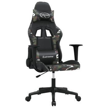 Silla Gaming De Masaje Cuero Sintético Negro Y Camuflaje Multicolor