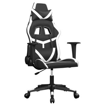 Silla Gaming De Masaje Cuero Sintético Negro Y Blanco