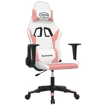 Silla Gaming Cuero Sintético Blanco Y Rosa