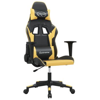 Silla Gaming Cuero Sintético Negro Y Dorado