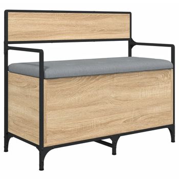 Vidaxl Banco Almacenaje Madera Ingeniería Roble Sonoma 85,5x42x73,5 Cm Marrón