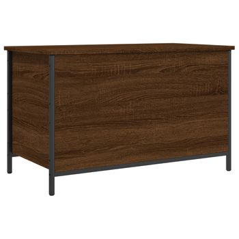 Vidaxl Banco Almacenaje Madera Ingeniería Marrón Roble 80x42,5x50 Cm