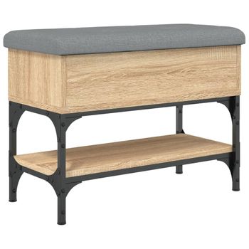 Vidaxl Banco Zapatero Madera De Ingeniería Roble Sonoma 62x32x45 Cm Marrón