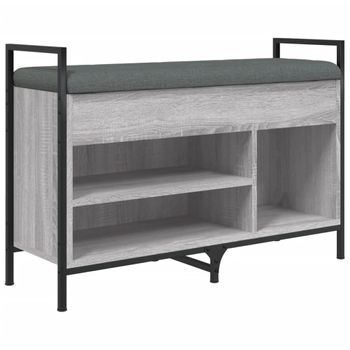 Vidaxl Banco Zapatero Madera De Ingeniería Gris Sonoma 85,5x32x57,5 Cm