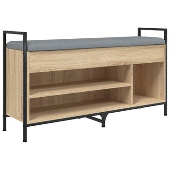 Vidaxl Banco Zapatero Madera Ingeniería Roble Sonoma 105,5x32x57,5 Cm Marrón