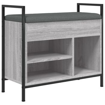 Vidaxl Banco Zapatero Madera De Ingeniería Gris Sonoma 65,5x32x57,5 Cm