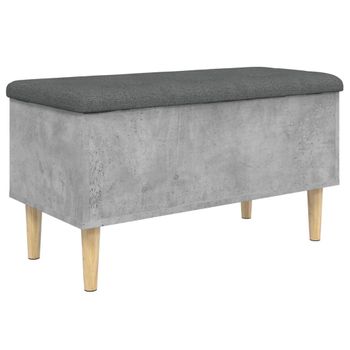 Vidaxl Banco Con Almacenaje Madera Ingeniería Gris Hormigón 82x42x46cm