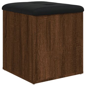 Vidaxl Banco Con Almacenaje Madera Ingeniería Roble Marrón 42x42x45 Cm