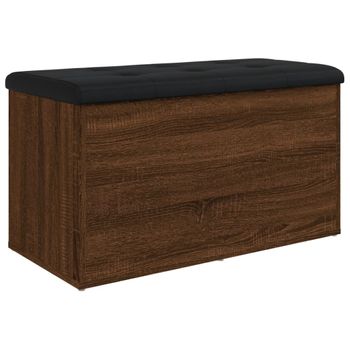 Vidaxl Banco Con Almacenaje Madera Ingeniería Roble Ahumado 82x42x45cm Marrón