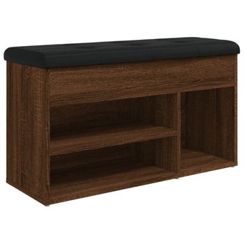 Vidaxl Banco Zapatero Madera De Ingeniería Marrón Roble 82x32x45,5 Cm