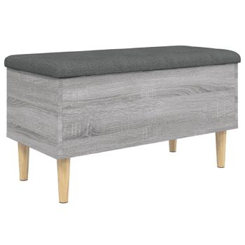 Vidaxl Banco Con Almacenaje Madera Ingeniería Gris Sonoma 82x42x46 Cm