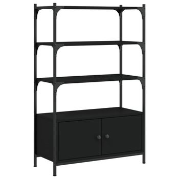 Vidaxl Librería De 3 Estantes Madera Ingeniería Negro 70x30x109,5 Cm