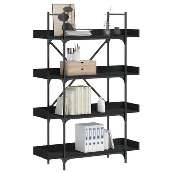 Vidaxl Librería De 4 Estantes Madera Ingeniería Negro 100x33x145,5 Cm