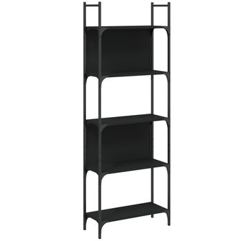 Vidaxl Librería De 5 Estantes Madera Ingeniería Negro 60,5x24x166,5 Cm