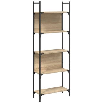 Vidaxl Librería De 5 Estantes Madera Roble Sonoma 60,5x24x166,5 Cm Marrón